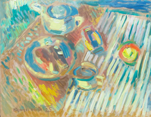 Zátiší se žlutou konvičkou - obrázek