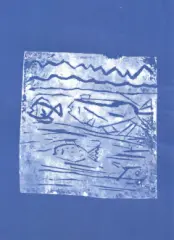 Rybičky - linoryt - obrázek