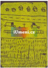 U pole - linoryt žlutý - obrázek